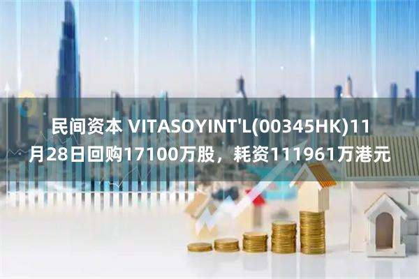 民间资本 VITASOYINT'L(00345HK)11月28日回购17100万股，耗资111961万港元